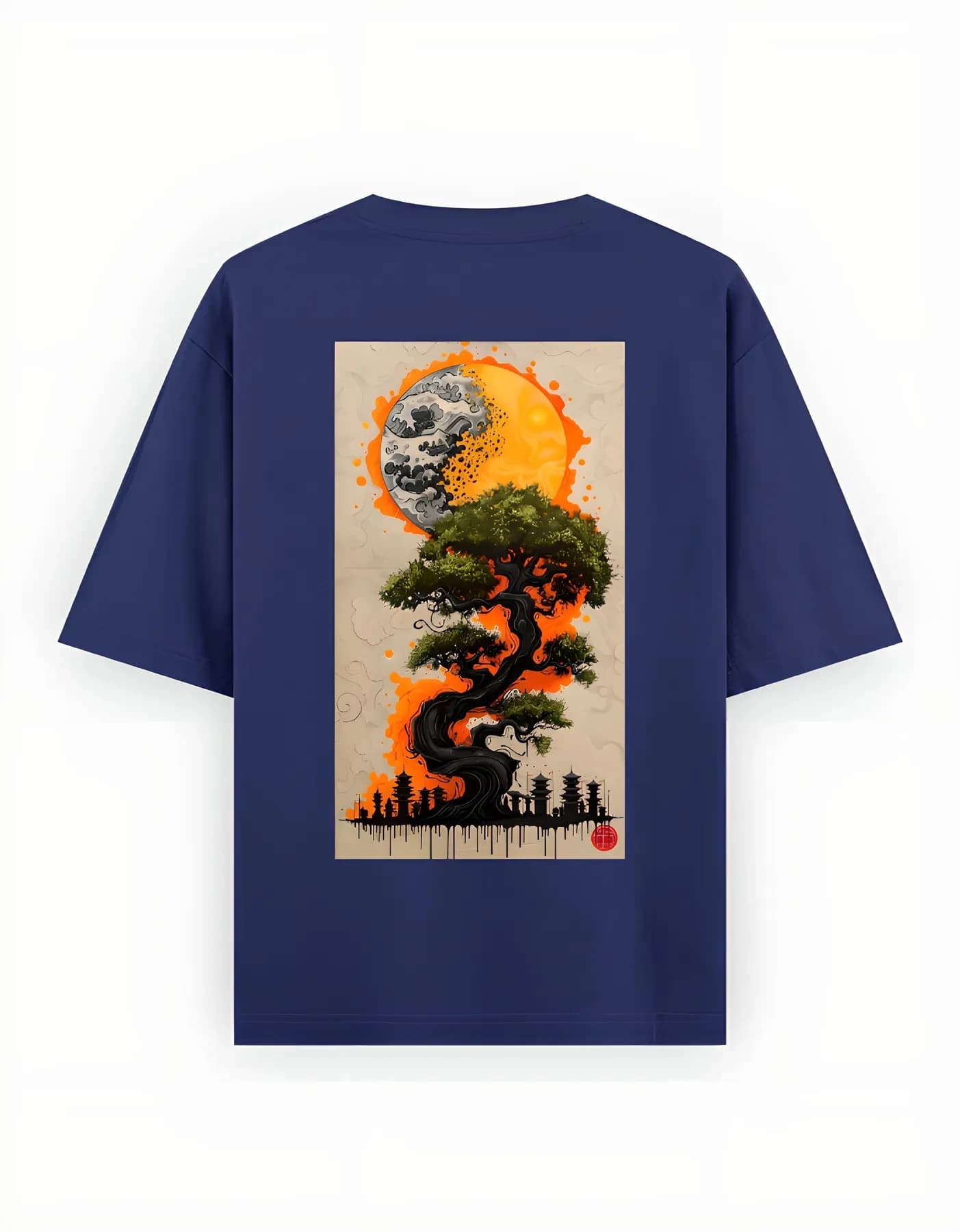 Buddha Oversized Tee — Royal Blue back