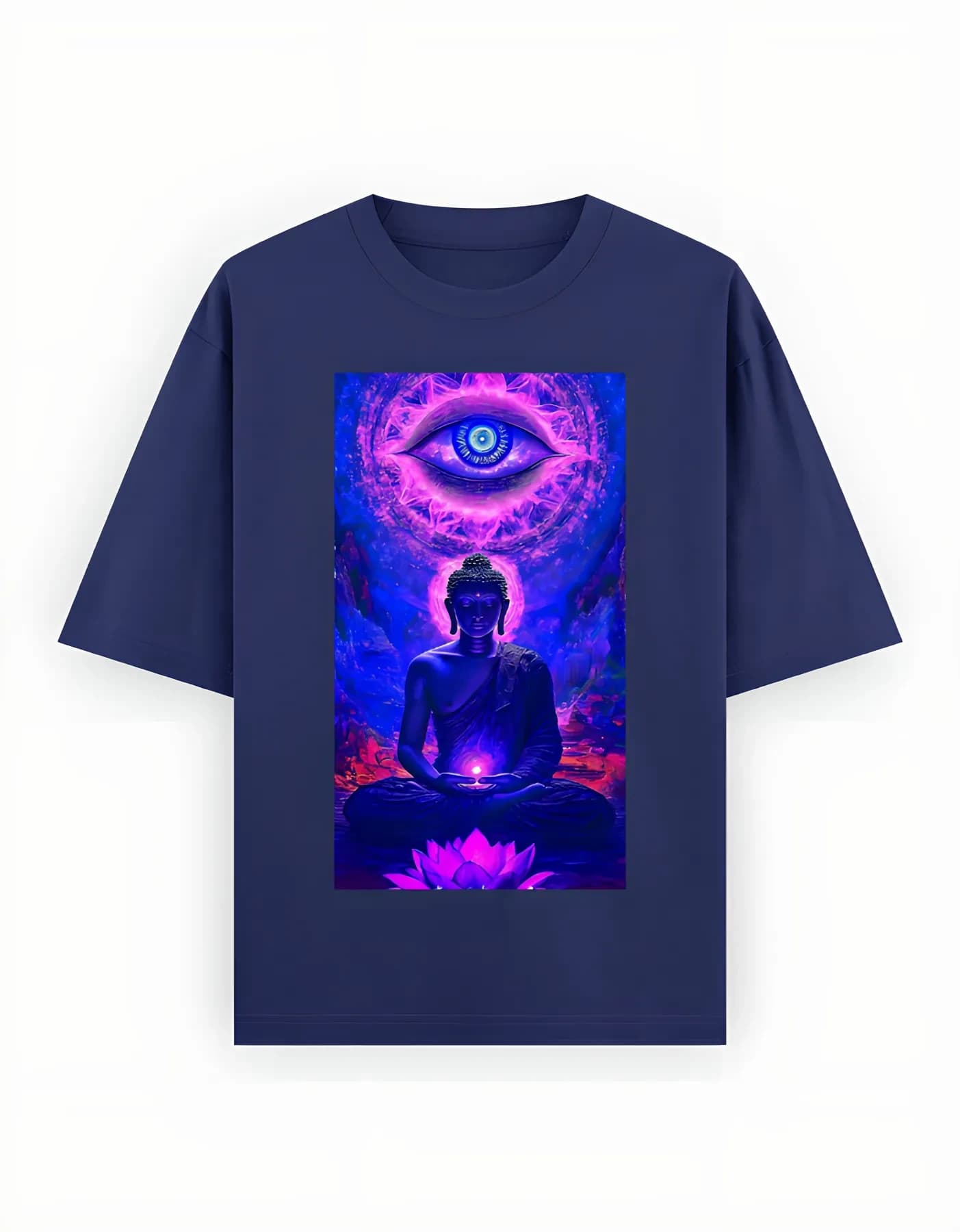 Buddha Oversized Tee — Royal Blue front