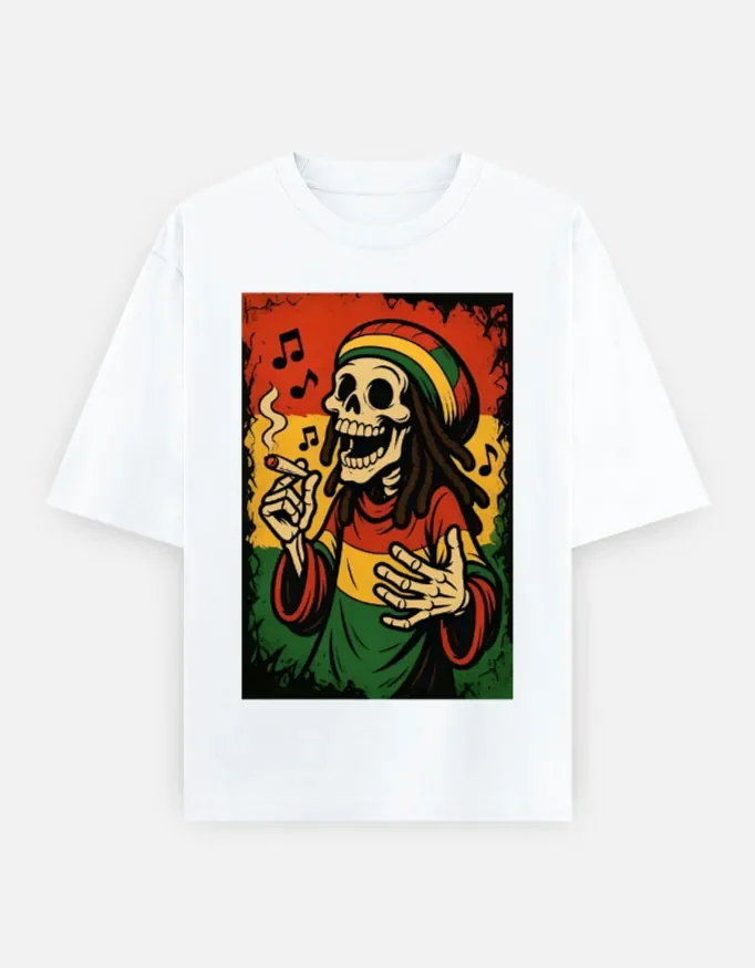 Reggae Skeleton Oversized Tee — Lavender front