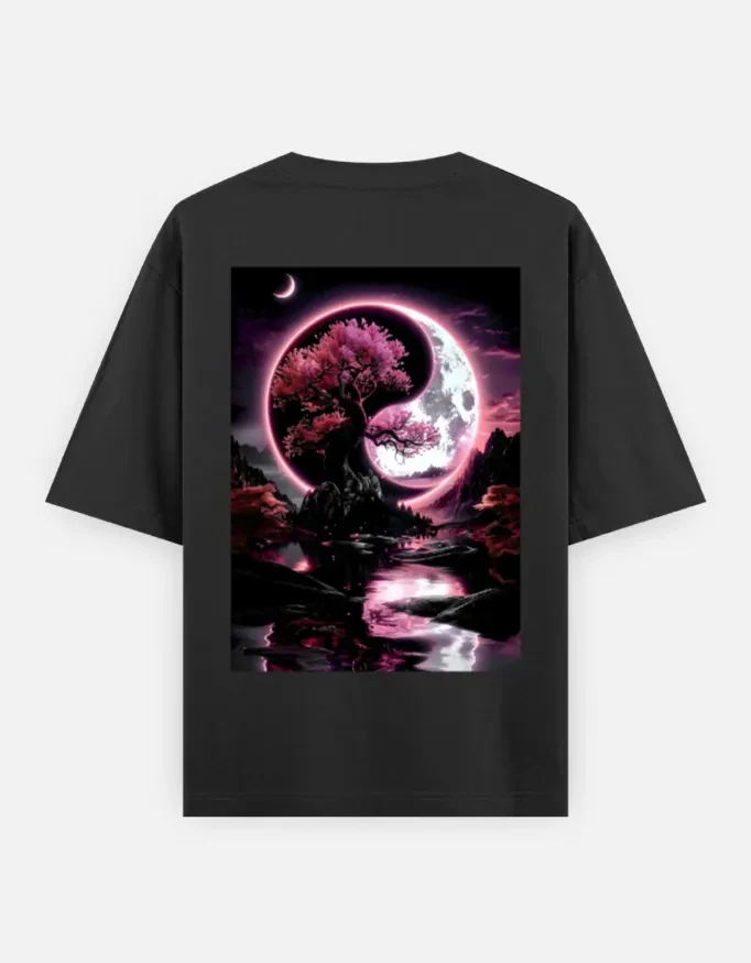 Yin Yang Dragons Oversized Tee — Purple back