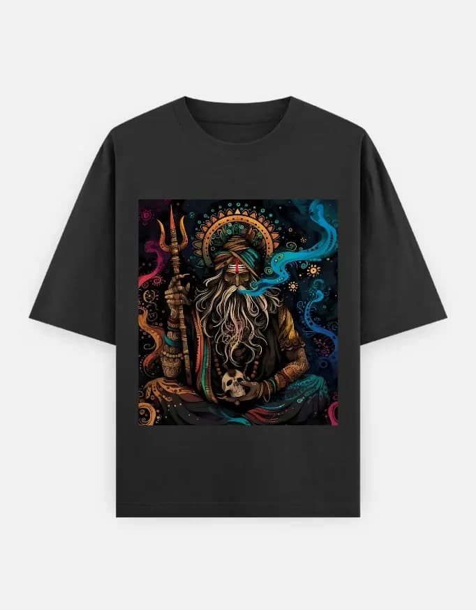 Psychedelic Sadhu Oversized Tee — Purple front