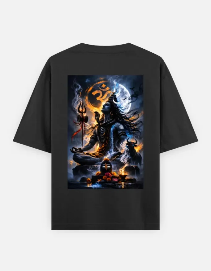 Lord Shiva Oversized Tee — Purple back