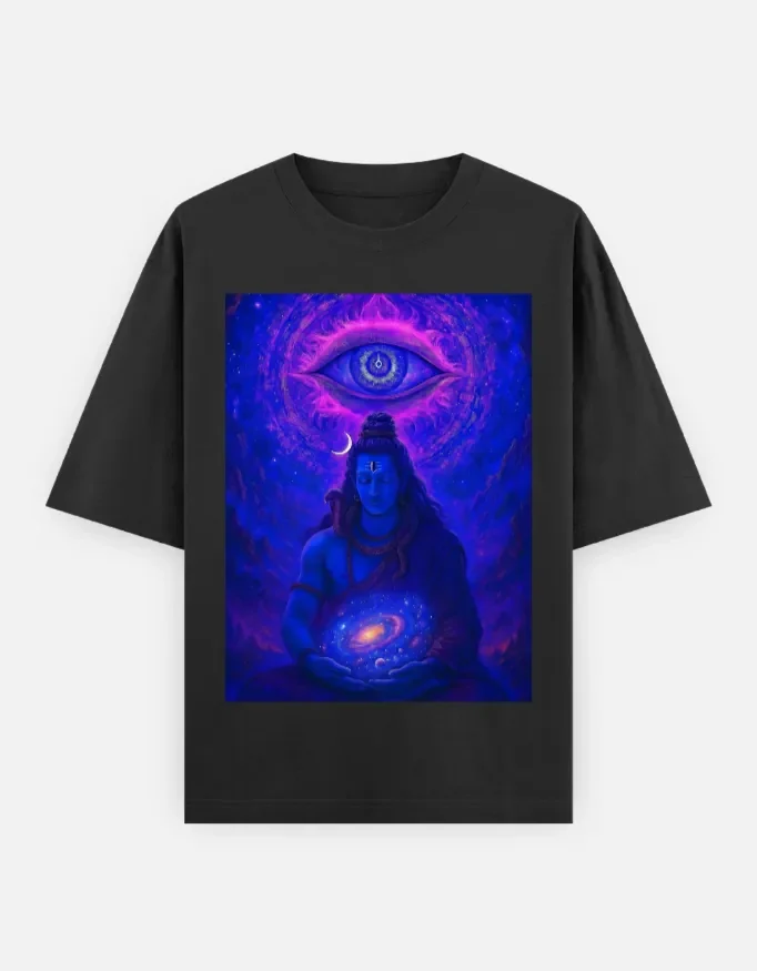 Lord Shiva Oversized Tee — Purple front